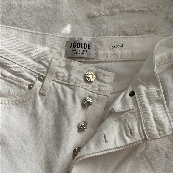 AGOLDE White Cropped Flare Jeans - Picture 3 of 6
